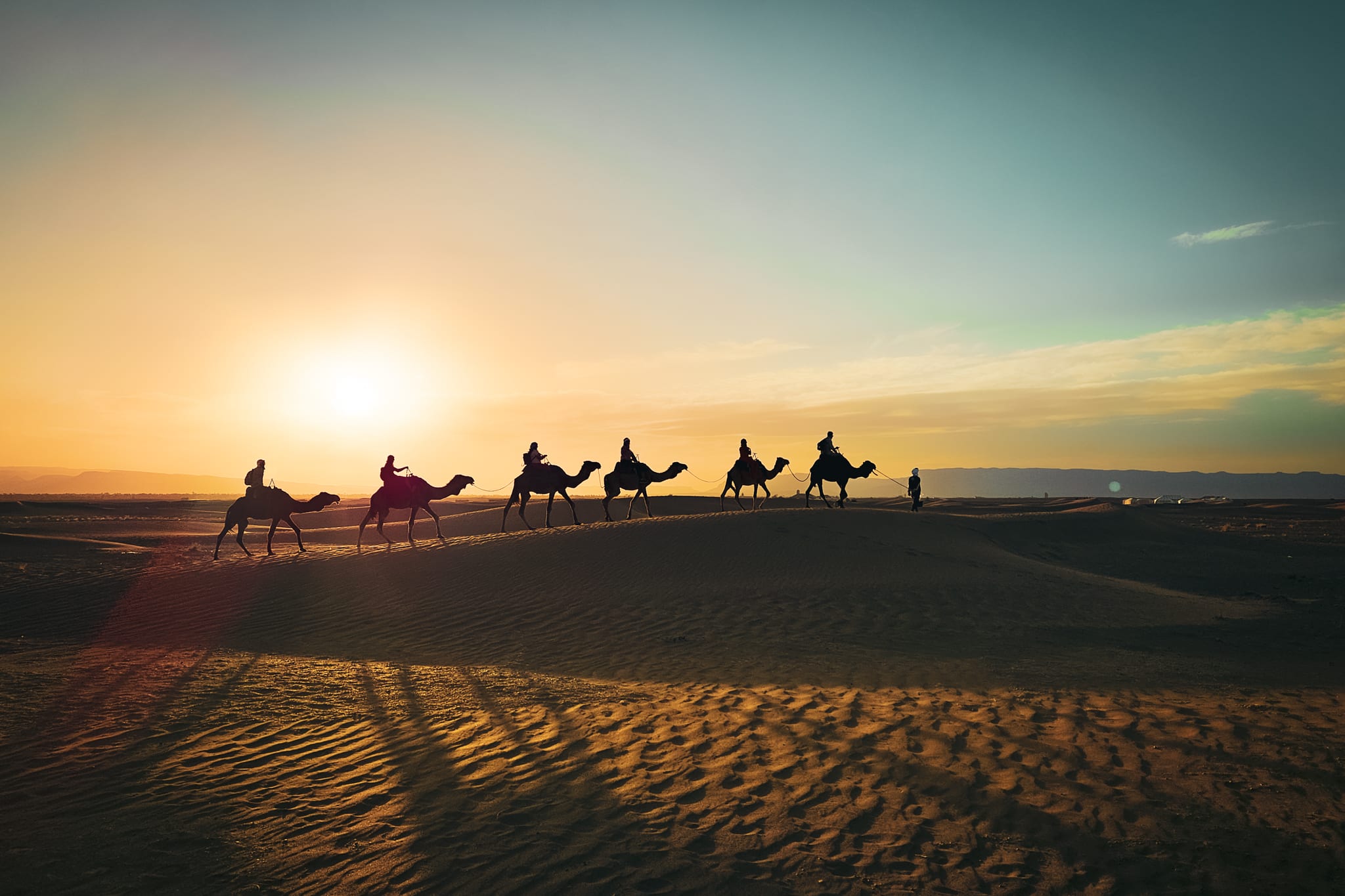 Excursion en dromadaire au coucher du soleil